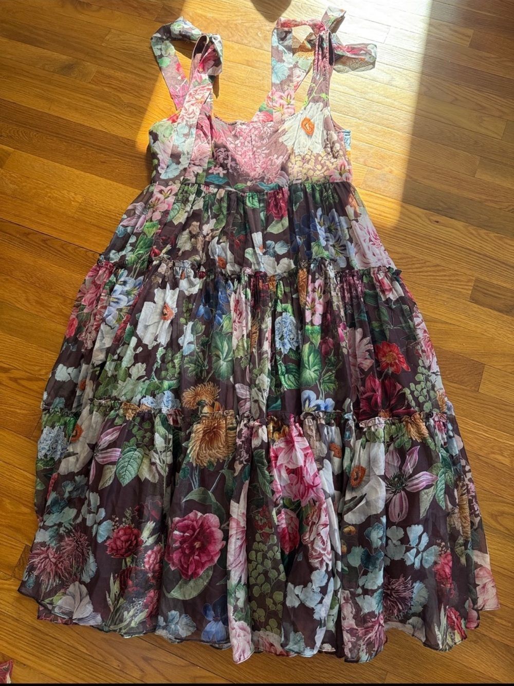 New BHLDN Isabella Tiered Square-Neck A-Line Midi Dress Size 18 - Picture 3 of 7